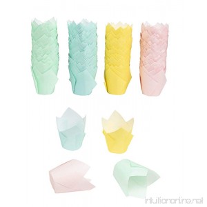 Tulip Cupcake Liners - 400-Pack Medium Baking Cups Muffin Wrappers Perfect for Birthday Parties Weddings Baby Showers Bakeries Catering Restaurants 4 Assorted Pastel Colors - B07CNVSG52